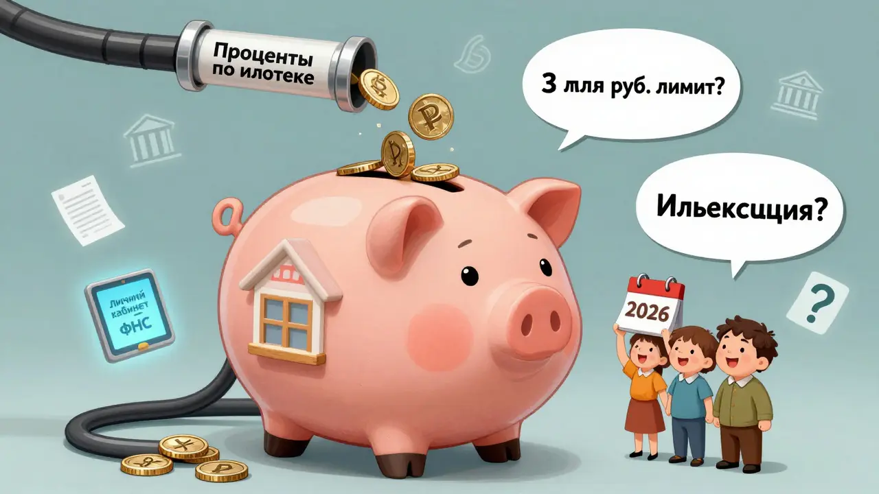 Дом-копилка наполняется рублями, семья смотрит на календарь 2026 года с вопросом об индексации.