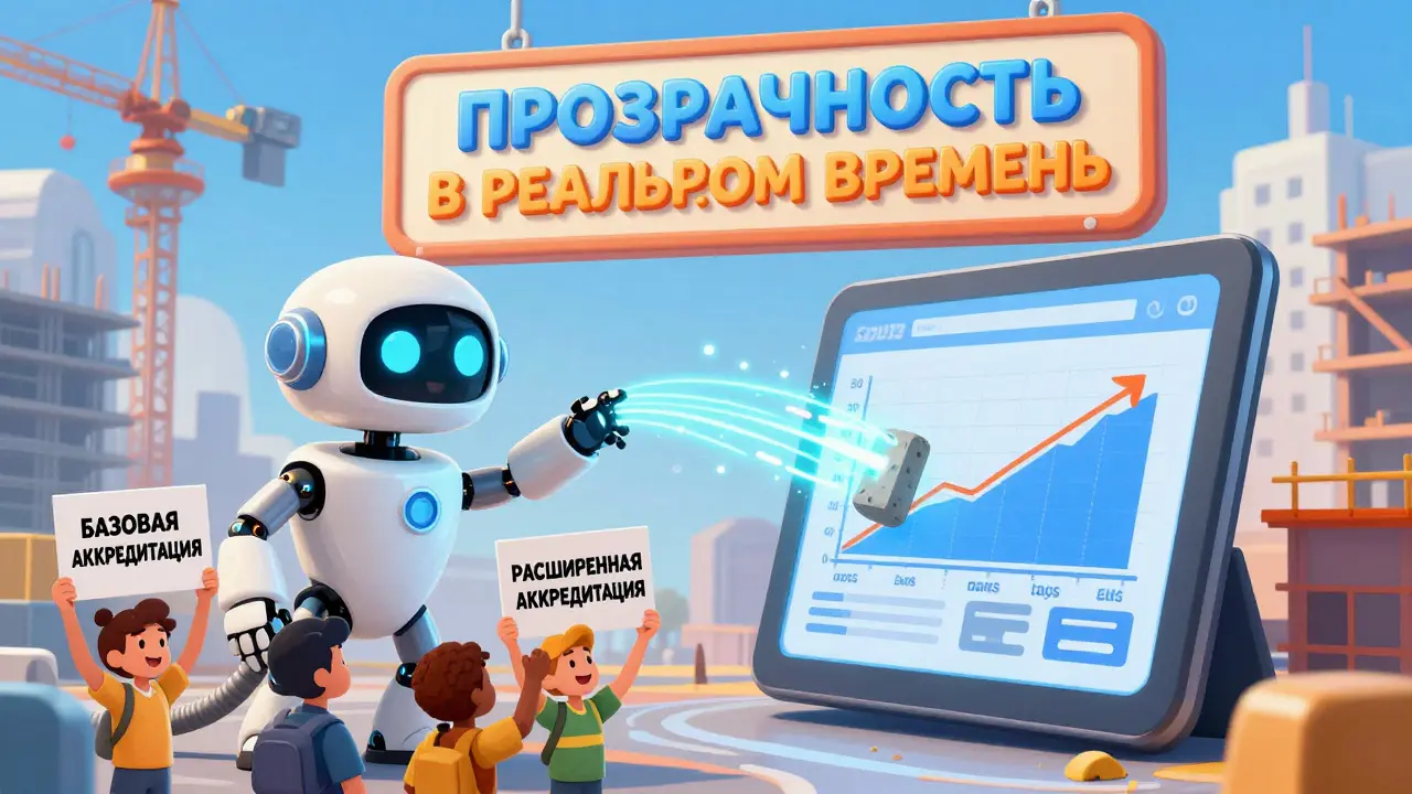 Робот в реальном времени передает данные о строительстве в банк, покупатели радуются.