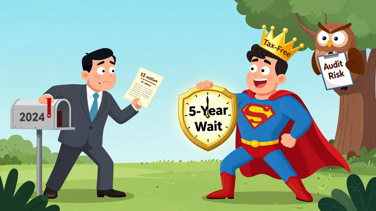 Мужчина кладёт документ в почтовый ящик 2024 года, другой — держит щит '5 лет ожидания'