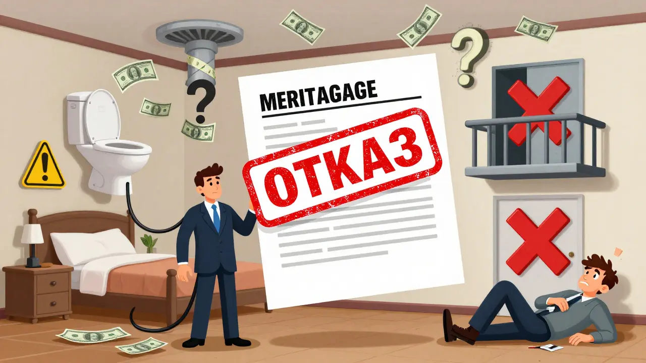 Банк отказывает в ипотеке, а квартира на фоне показывает нарушения: туалет над спальней и закрытый вентиляционный канал.