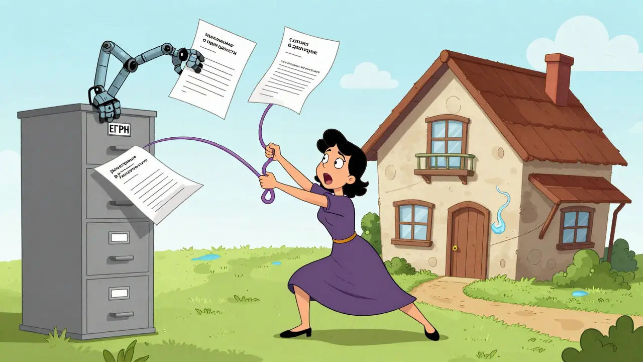 Мама растягивает руки, чтобы вытянуть документы из шкафа, пока робот пытается забрать их — дом вокруг неё превращается в жилое помещение.