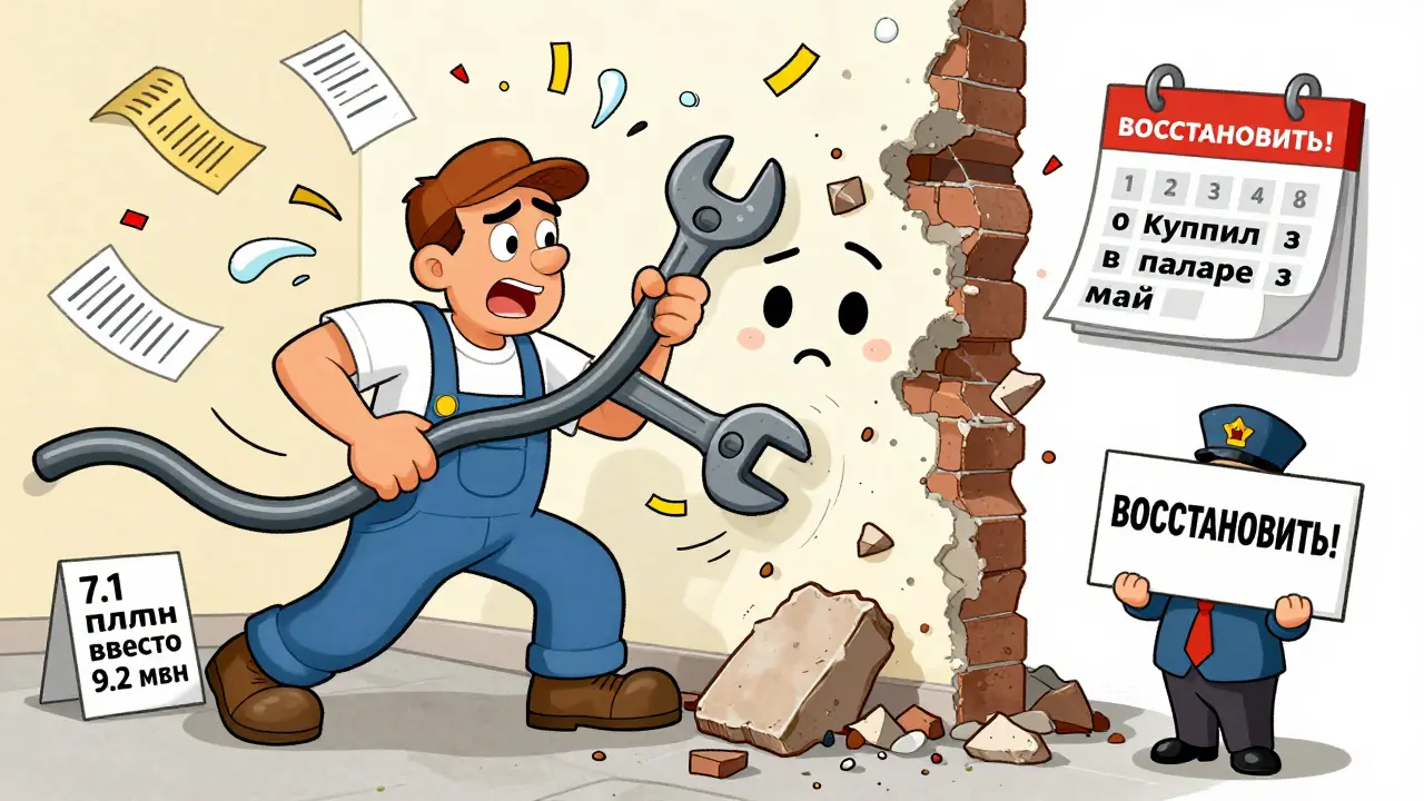 Владелец пытается восстановить снесённую стену, пока судья требует вернуть всё как было, а деньги улетают.