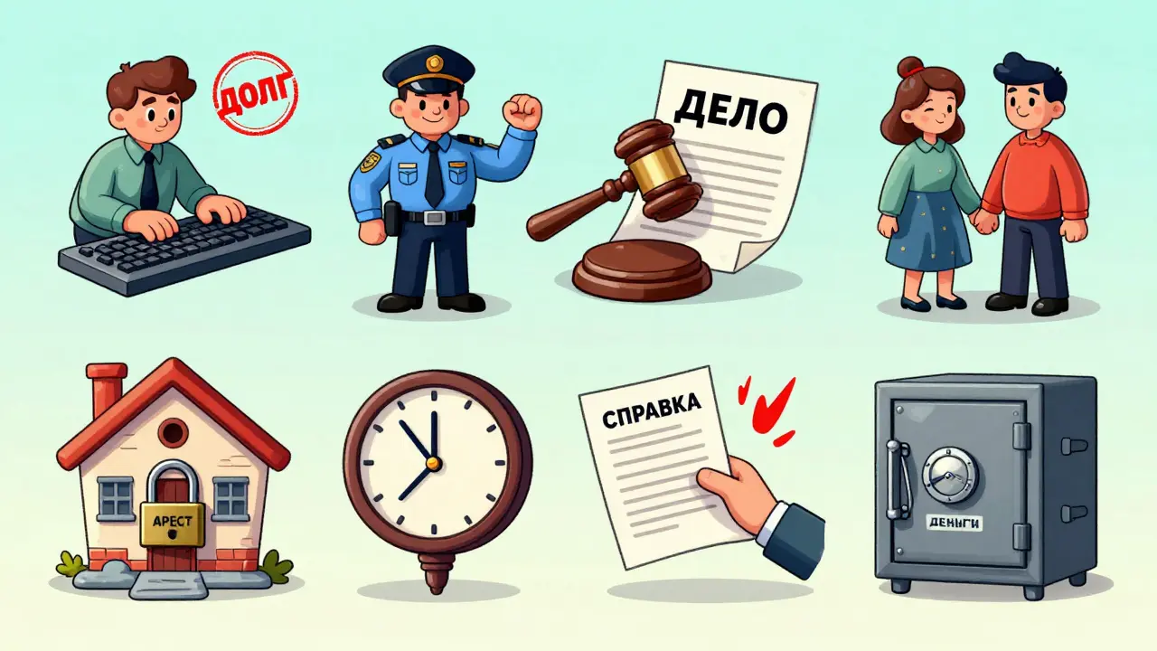 Воздушный чек-лист из 8 шагов проверки продавца с яркими иконками.