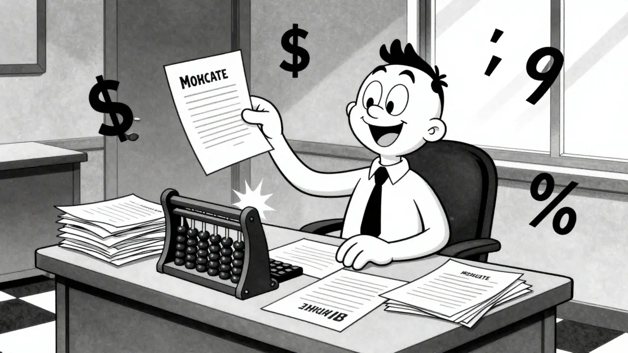 Банкир с документами по ипотечному кредиту