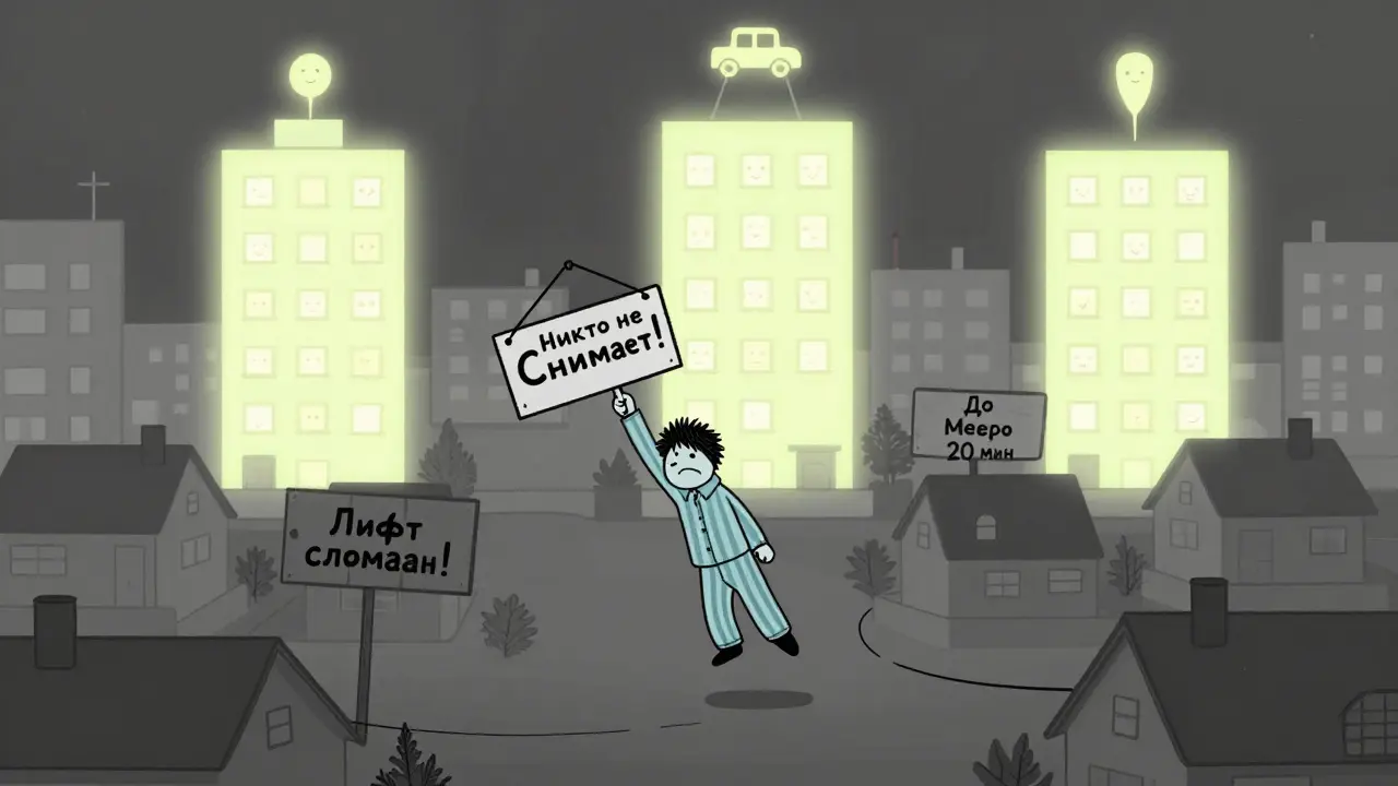 Одиночная квартира в спальном районе с признаками безуспешной аренды и отсутствием спроса