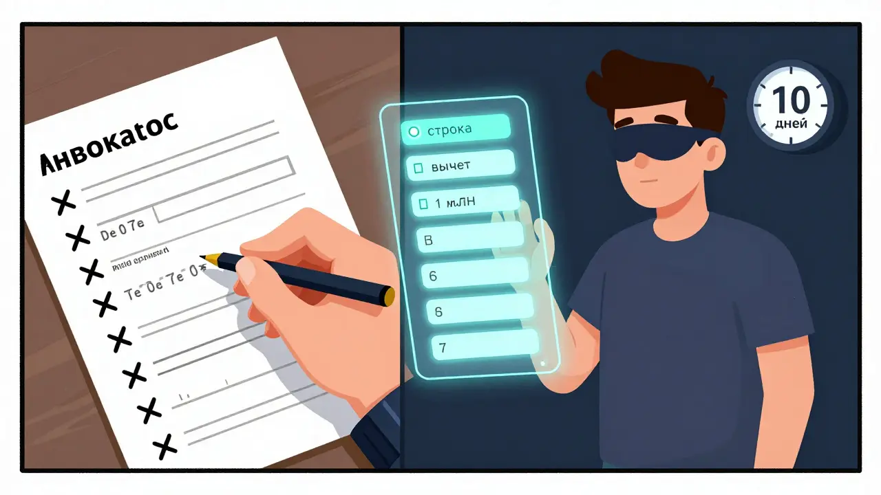 Сравнение: слева — ошибочная бумажная декларация, справа — правильно заполненная электронная с подсказками.