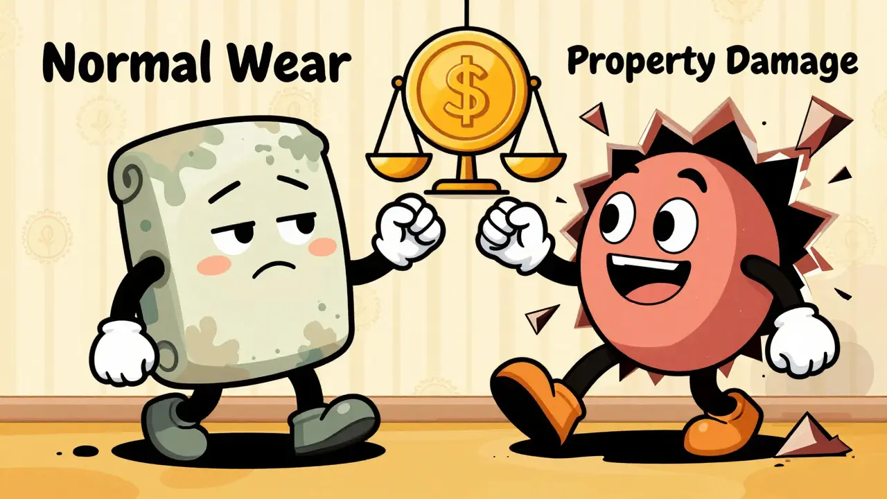 Персонажи, олицетворяющие естественный износ и порчу имущества, рядом с депозитом